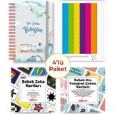 Bebek Anı Defteri Erkek Stickerlı + Çekim ve Zeka Kartları Seti