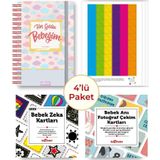 Bebek Anı Defteri Pembe Stickerlı + Çekim ve Zeka Kartları Seti