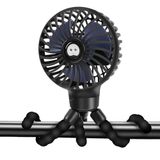 Bebek Arabası Fanı, Mini El Klipsli Kişisel Taşınabilir Masa Fanı, USB Fan, Ayarlanabilir 3 Hızlı, Bebek Arabası, Yatak, Araba Koltuğu için Esnek Tripod ile (Siyah)