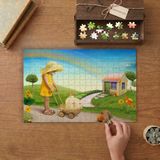 Bebek Arabası Süren Küçük Kız Tasarımı 240 Parça Ahşap Puzzle Ahşap Kutuda MP00638