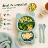 Bebek Beslenme Seti Mama Tabağı Bölmeli Bebek Beslenme Seti Çatal Kaşık Dahil Bpa Içermez Sariva Home