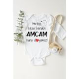 Bebek Beyaz Amcam Bana Doyamaz Çıtçıtlı Body, 9 Ay