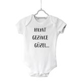 Bebek Beyaz Hayat Gezince Güzel Kısa Kol Çıtçıtlı Body GUZEL247