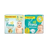 Bebek Bezi Premium Care 1 Beden 70 Adet Yenidoğan Jumbo Paket & Prima Bebek Bezi Aktif Bebek 2 Numa