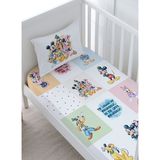 Bebek Boy Lastikli Çarşaf Seti - Cartoon Serisi - Mickey ve Arkadaşları Patchwork