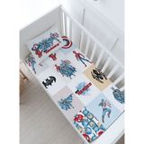 Bebek Boy Lastikli Çarşaf Seti - Cartoon Serisi - Super Heroes Patchwork