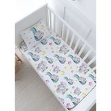 Bebek Boy Lastikli Çarşaf Seti - For Baby Serisi - Hortumda Uyuyan Pembe Fil