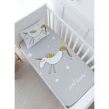 Bebek Boy Lastikli Çarşaf Seti - Pure Baby Serisi - Doodle Unicorn