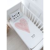 Bebek Boy Lastikli Çarşaf Seti - Pure Baby Serisi - Pembe Romantik Kalp