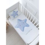 Bebek Boy Lastikli Çarşaf Seti - Pure Baby Serisi - Pofuduk Mavi Yıldız