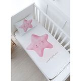 Bebek Boy Lastikli Çarşaf Seti - Pure Baby Serisi - Pofuduk Pembe Yıldız