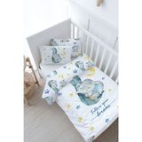 Bebek Boy Nevresim Takımı (100x150) - For Baby Serisi - Hortumda Uyuyan Mavi Fil