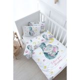 Bebek Boy Nevresim Takımı (100x150) - For Baby Serisi - Hortumda Uyuyan Pembe Fil