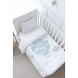 Bebek Boy Nevresim Takımı (100x150) - Pure Baby Serisi - Bulutlu Mavi Hava Balonu