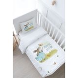 Bebek Boy Nevresim Takımı (100x150) - Pure Baby Serisi - Kelebekle Oynayan Tavşan