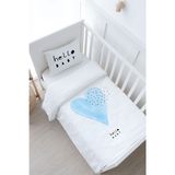 Bebek Boy Nevresim Takımı (100x150) - Pure Baby Serisi - Mavi Romantik Kalp