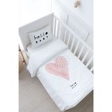 Bebek Boy Nevresim Takımı (100x150) - Pure Baby Serisi - Pembe Romantik Kalp