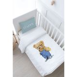 Bebek Boy Nevresim Takımı (100x150) - Pure Baby Serisi - Salopetli Ayıcık
