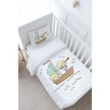 Bebek Boy Nevresim Takımı (100x150) - Pure Baby Serisi - Sevimli Kaptan ve Miço