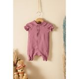 Bebek, Çocuk, Fırfırlı, Tulum, Müslin Kumaş, % 100 Pamuk, Organik Kumaş - Pembe - 6 - 9 Ay