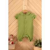 Bebek, Çocuk, Fırfırlı, Tulum, Müslin Kumaş, % 100 Pamuk, Organik Kumaş - Yeşil - 3 - 6 Ay