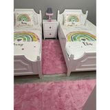 Bebek Çocuk Odası Abajur Gri Tül Sarma Pembe Tüylü