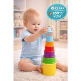 Bebek Eğitici Bardak Kule Oyunu 12 Ay+ Renkli Geçmeli Eğlenceli Kule Oyuncağı