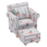 Bebek Evi Koltuk Koltuk, Osmanlı ve Kırlent Yastıklı, Minyatür Bebek Ev Mobilyası, Koltuk Koltuk, Çiçek Desenli, 1/12 Ölçekli