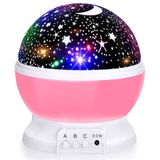 Bebek Gece Işıkları, Ay Yıldızı Projektör 360 Derece Döndürme - 4 LED Ampul 8 Renk Değişen Işık, Romantik Gece Aydınlatma Lambası, Doğum Günü Kreş Kadın Çocuk Çocuk Bebek için Benzersiz Hediyeler
