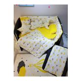 bebek iklimi 70x110 Park Beşiklere 10 Parça Bebek Uyku Seti - Sarı Ay Yıldız Desen (BEŞİK HARİÇ)