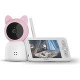 Bebek Kamerası 3mp | 5 LCD Monitör Mobil Kontrol Ninni Hareket Algılama Gece Görüş (Pembe) X7202 - Standart