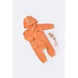 Bebek Kapüşonlu Kadife Pantolon Ve Uzun Kollu Ceket Takımı, %80 Organik Pamuk & %20 Polyester, Bebek Ve Yenidoğan Serisi - Csyk6017