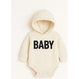 Bebek Kapüşonlu Polar Bodyli Tulum - Ekru - 6 - 9 Ay