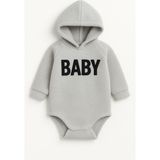 Bebek Kapüşonlu Polar Bodyli Tulum - Gri - 18 - 24 Ay