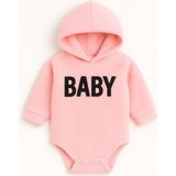 Bebek Kapüşonlu Polar Bodyli Tulum - Pembe - 18 - 24 Ay