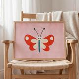 Bebek Kelebek Çocuk Odası Duvar Posteri Çerçeveli Tablo Duvar Dekorasyonu - 30 x 40 - Ahşap Çerçeveli
