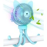 Bebek-Kişisel El Tipi Mini Fan-Bebek Arabası Aksesuarları Için Taşınabilir Küçük Bebek Arabası Vantilatörü - Çocuklar Için Gece Lambası - USB Fanda Şarj Edilebilir Klips (Mavi) - 001 - Beyaz