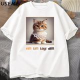 Bebek Lazanya Kedi T-Shirt Eurot-Shirt Festival Festival T Shirt Komik Erkek Kadın Tshir - Beyaz