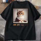 Bebek Lazanya Kedi T-Shirt Eurot-Shirt Festival Festival T Shirt Komik Erkek Kadın Tshir - Siyah