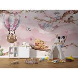 Bebek Mickey ve Pembe Bulutlar Duvar Kağıdı, Çizgi Film Temalı Duvar Resmi - Bebek Odası ve Çocuk Odası