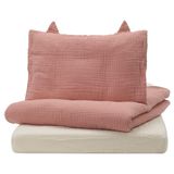 Bebek nevresim takımı, uçuk pembe-bej, 60x120 cm