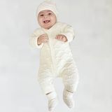 Bebek Odam Triko Patikli Bebek Tulum Takım - Krem - Krem Rengi - 0 - 6 Ay