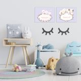 Bebek odası için 2 li "Uyuyor" temalı ahşap tablo poster seti