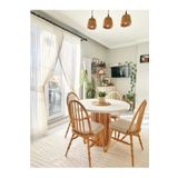 BebeK on For 4 Kişilik Yuvarlak Yemek Masası- 36mm Mdf Tabla, Kayın Cilalı Ayak, Bohem Stil, Garantili