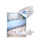 Bebek Özel %100 Pamuklu 120x200 Montessori Çocuk Uyku Seti Gökkuşağı Mavi (10 Parça)