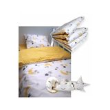 Bebek Özel %100 Pamuklu 80x160 Mobilya Beşik Uyku Seti Sarı Ay Yıldız Puantiyeli (10 Parça)