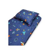 Bebek Özel %100 Pamuklu Bebek Çocuk Lastikli Çarşaf ve Yastık Kılıfı 90x140 Lacivert Uzay