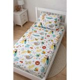 Bebek Özel %100 Pamuklu Bebek Çocuk Lastikli Çarşaf ve Yastık Kılıfı 90x140 Yeni Beyaz Orman
