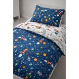 Bebek Özel %100 Pamuklu Çocuk 120x200 Montessori Yastık Çarşaf Yorgan Trafik ve Mavi Galaksi (Yorganlı)