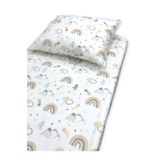Bebek Özel %100 Pamuklu Çocuk Lastikli Çarşaf Ve Yastık Kılıfı 90x190 Montessori Kahverengi Gökkuşağı
